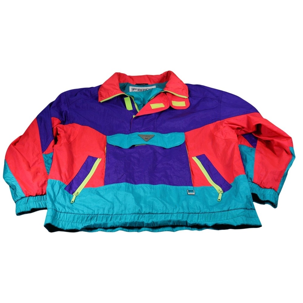 FERA Jacket Mens M‎ Multicolor Windbreaker Collared Lined Full Zip Pockets